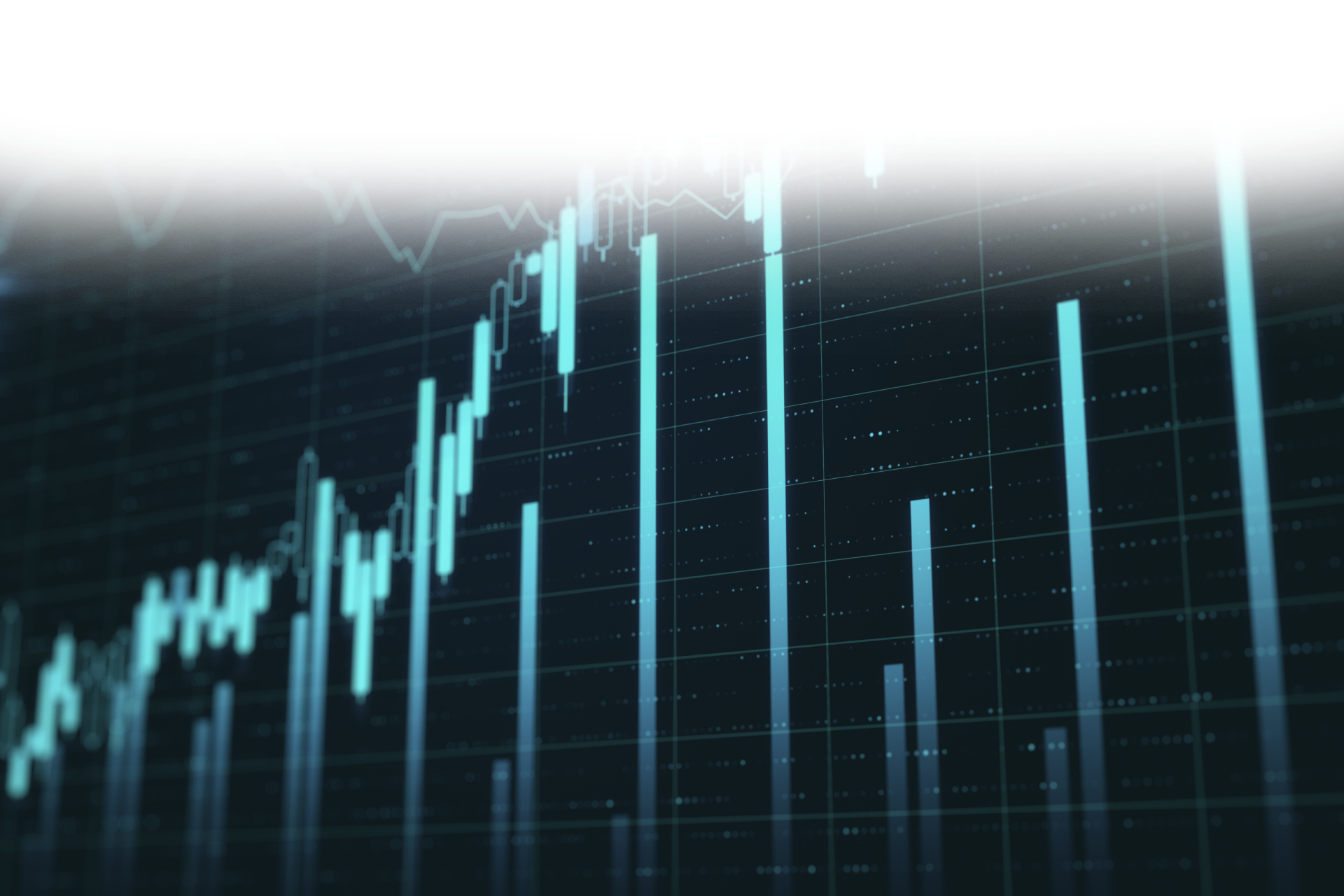 Screen with business charts and stock data. Screen with business charts and stock data.